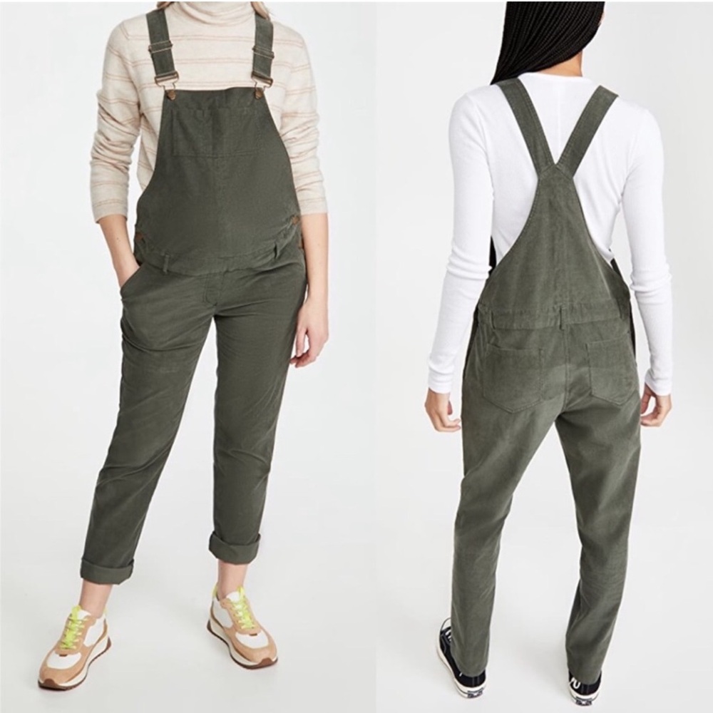 HATCH Maternity THE CORD OVERALLS Olive Green Size-0 (XS 0-2)